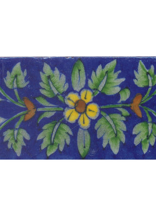 Yellow and Brown Flower and Green shading leaf with Blue BaseTile