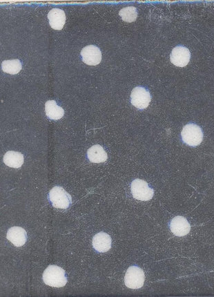 White Polka Dots with Black Base Tile