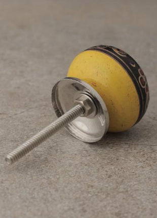Black and Yellow Wooden knob with Double Stripes