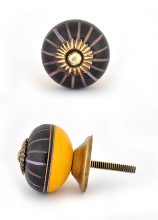 Black and Yellow Wooden Knob