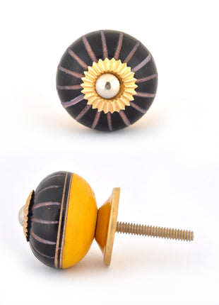 Black and Yellow Wooden Knob