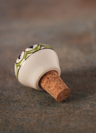 Stylish Red Green And Black Floral Ceramic Wine Bottle Stopper (Sold In Set of 2)
