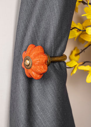 Curtain Tie Backs Hook Decorative Wall Hook - Orange Crackle (Set of Two)