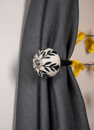 Curtain Tie Backs Hook Decorative Wall Hook-Black Design (Set of Two)