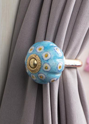 Curtain Tie Backs Hook Decorative Wall Hook- Yellow Dots (Set of Two)