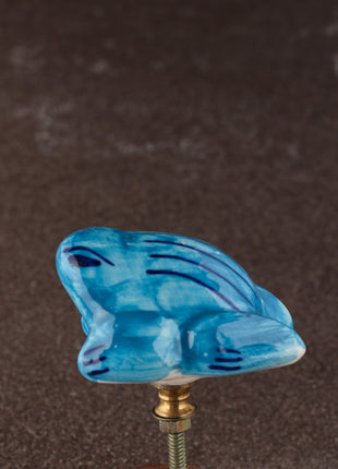 Turquoise Frog Ceramic Cabinet Kid Knob