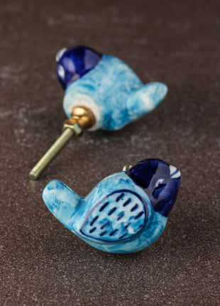 Turquoise and Blue Bird Ceramic knob