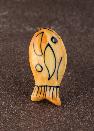 Elegant Yellow Fish Design Ceramic knob