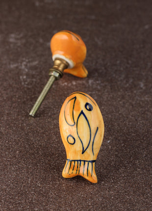 Elegant Yellow Fish Design Ceramic knob
