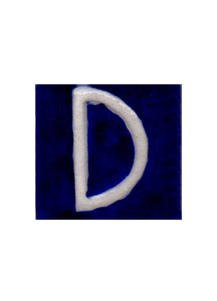 White D alphabet blue tile (2x2)
