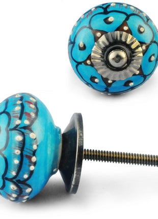 Turquoise Knob with white dots
