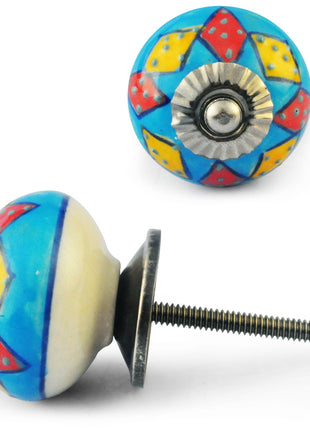 Red,Yellow and Turquoise Colour Ceramic Knob