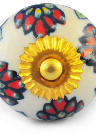 Four Flower White Ceramic knob
