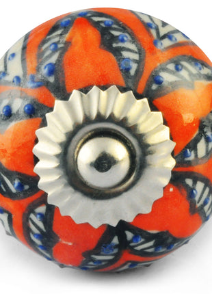 White design on Brown Colour Ceramic knob