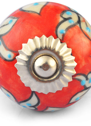White leaves and Red white Ceramic knob