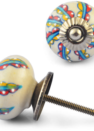 Multicolour design on White Ceramic knob