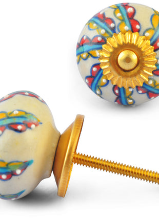 Multicolour design on White Ceramic knob