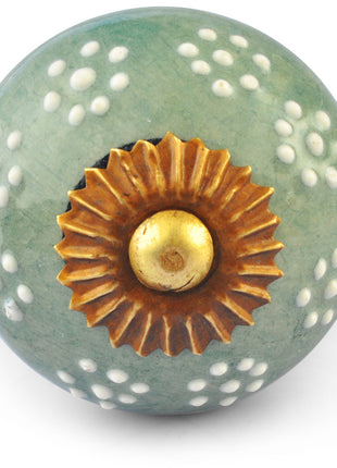 White Embossed dots on Lemon Green Ceramic knob