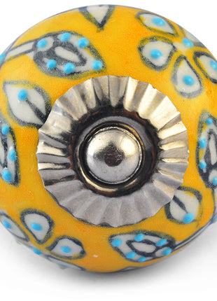 White design on Yellow Ceramic knob