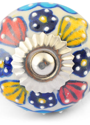 Multicolour on White base ceramic knob