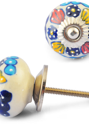 Multicolour on White base ceramic knob