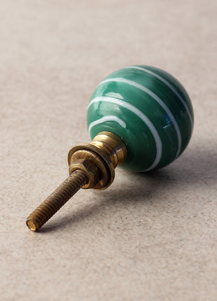 Teal Green Round Glass Drawer Cabinet Knob With White Spiral
