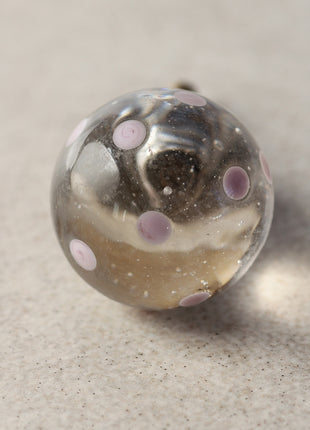 Clear Round Shaped Drawer Cabinet Knob With Pink Polka-Dots