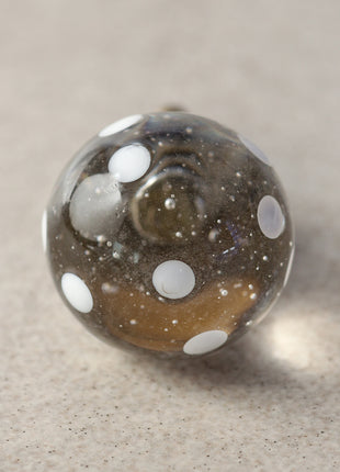 Unique Clear Round Kitchen Cabinet Knob With White Polka-Dots