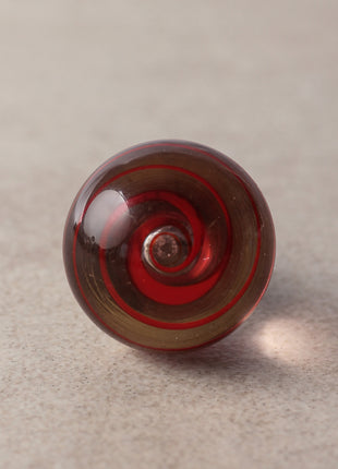 Clear Glass Round Drawer Cabinet Knob With Red Spiral