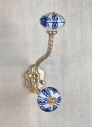 Elegant White Ceramic Knob With Metal Wall Hanger
