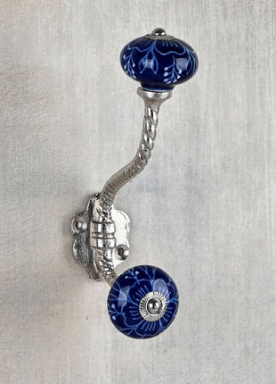 Royal Blue Ceramic Knob With Metal Wall Hanger
