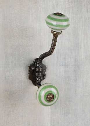 Spiral Light Green And White Knob With Metal Wall Hanger