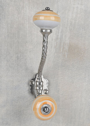 Stylish White Knob With Yellow Spiral With Metal Wall Hanger