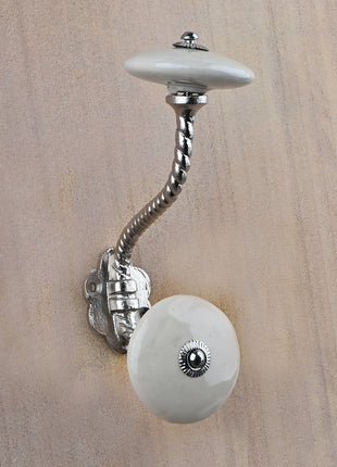 Cream Ceramic Knob With Metal Wall Hanger