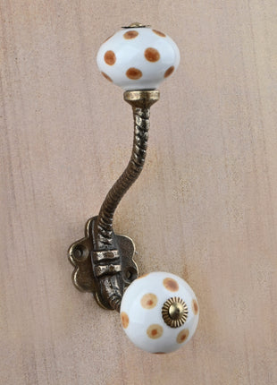 Brown Polka Dots Cabinet Knob With Metal Wall Hanger