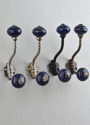 Blue And Light Purple Spiral Knob With Metal Wall Hanger