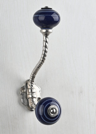 Blue And Light Purple Spiral Knob With Metal Wall Hanger
