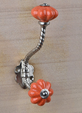 Salmon Cracked Flower Shaped Knob With Metal Wall Hanger