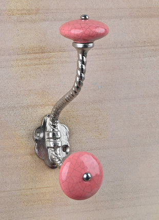 Salmon Cracked Round Knob With Metal Wall Hanger