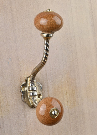 Crackle Brown Knob With Metal Wall Hanger