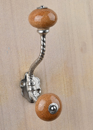 Crackle Brown Knob With Metal Wall Hanger