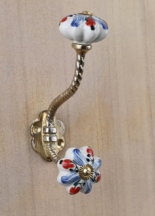 Floral White Royal Knob With Metal Wall Hanger