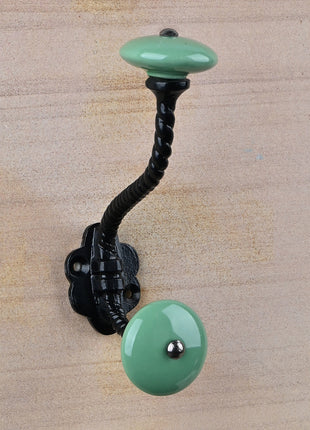 Solid Teal Knob With Metal Wall Hanger