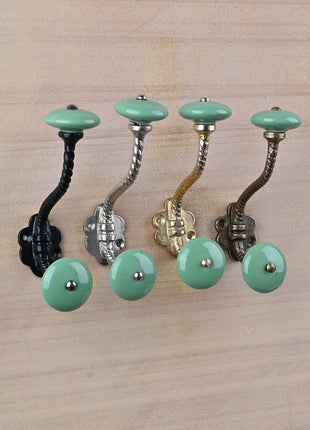 Solid Teal Knob With Metal Wall Hanger