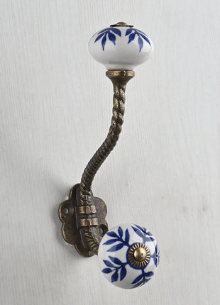 White Ceramic Knob With Metal Wall Hanger