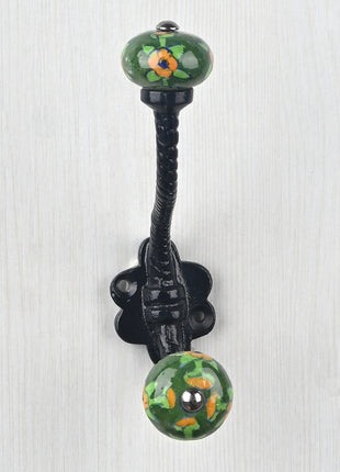Unique Decorative Beaded Green Knob With Metal Wall Hanger