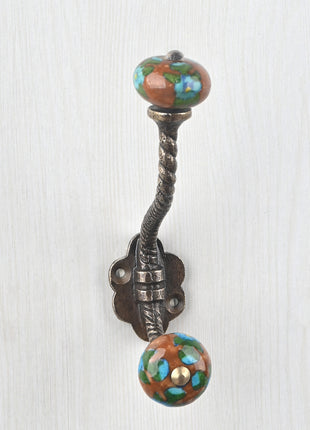 Antique Brown Color Beaded Knob With Metal Wall Hanger