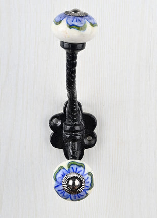 Unique Floral Design Round Beaded Knob With Metal Wall Hanger