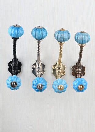 Turquoise Melon Shaped Knob With Metal Wall Hanger