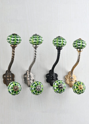 Dark Green Spiral Knob With Metal Wall Hanger